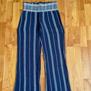 Indigo Rein smocked waist wide leg striped pants